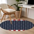 thumbnail image 4 of Round Rug 3.3Ft, Independence Day Patriotic Stars on Blue Soft Non-Slip Washable Felt Carpet Pad, Red White Stripes Border Area Rugs for Living Room Bedroom Kids Room, 4 of 9