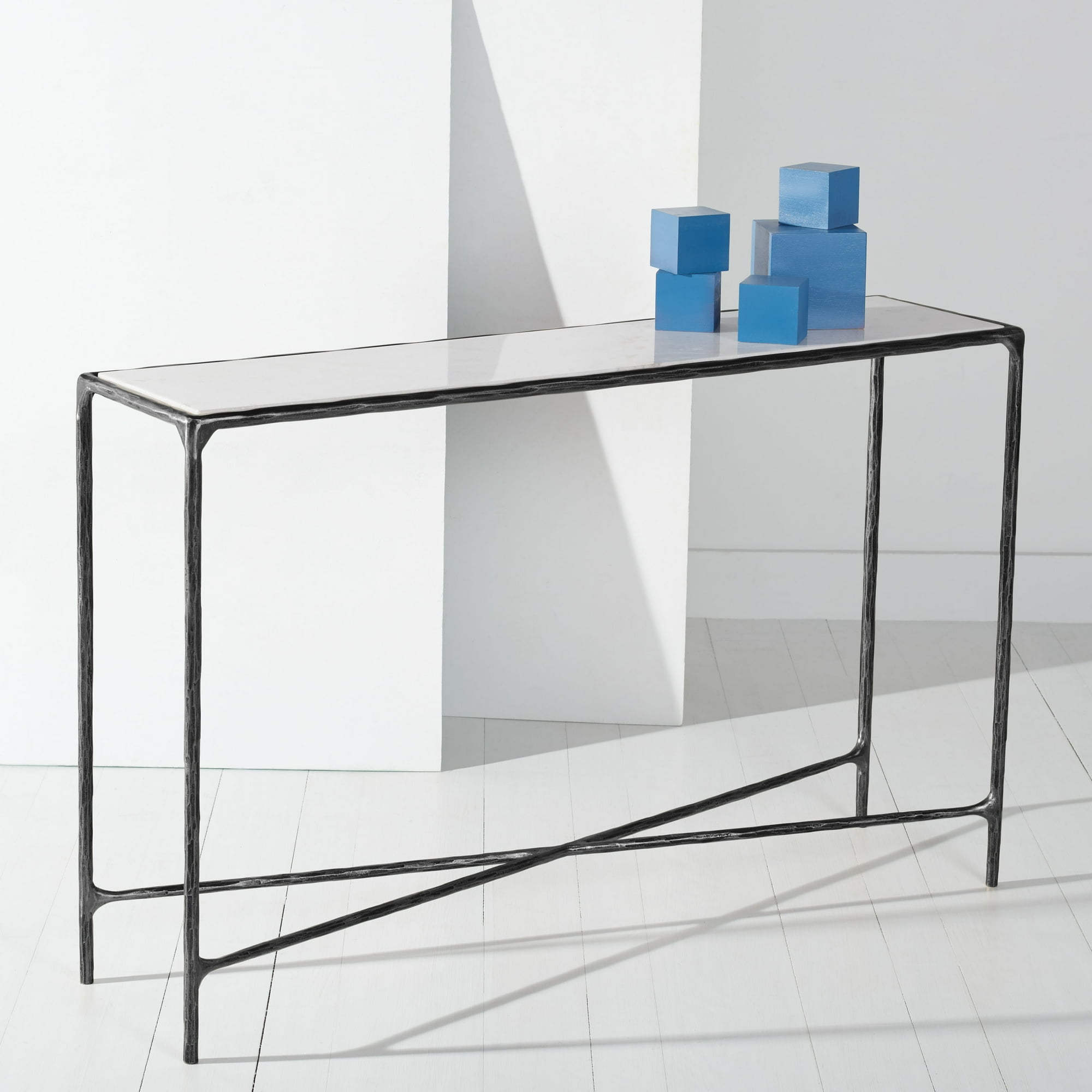 SAFAVIEH Couture Jessa Glam Metal Console Table, Black/White
