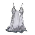 thumbnail image 1 of Summark Women's Thin Silk Sling Nightdress V-neck Solid Color Nightdress Solid Color Lace Sling Home Wear Pajamas, 1 of 6