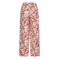thumbnail image 4 of YIFUNIN Women's Printed Wide Leg Straight Pants with Lace-Up Detail & Side Slit, Casual Flowy Trousers for Bohemian Style, Lightweight Fabric,Wine L, 4 of 5