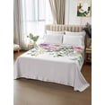 thumbnail image 2 of Eucalyptus Flower Full Size Flat Sheet, Wrinkleproof & Fadeproof Cooling Flat Bed Sheet Only, Sage Green Botanical Boho Leaf Pink Breathable Soft Bedding Top Sheets 81 x 96 Inches, 2 of 8
