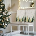 thumbnail image 3 of Christmas Tree Chair Covers Set of 6 Green Gold Trees Snowflakes Linen Texture Chair Back Covers Stretch Removable Washable Slipcovers Protector for Dining Room Kitchen Party Decor, 3 of 5