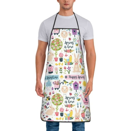 

Gaeub Spring Flowers Birds Print Apron for Men and Women Waterproof Apron for Cooking Dishwashing Lab Butcher Dog Grooming