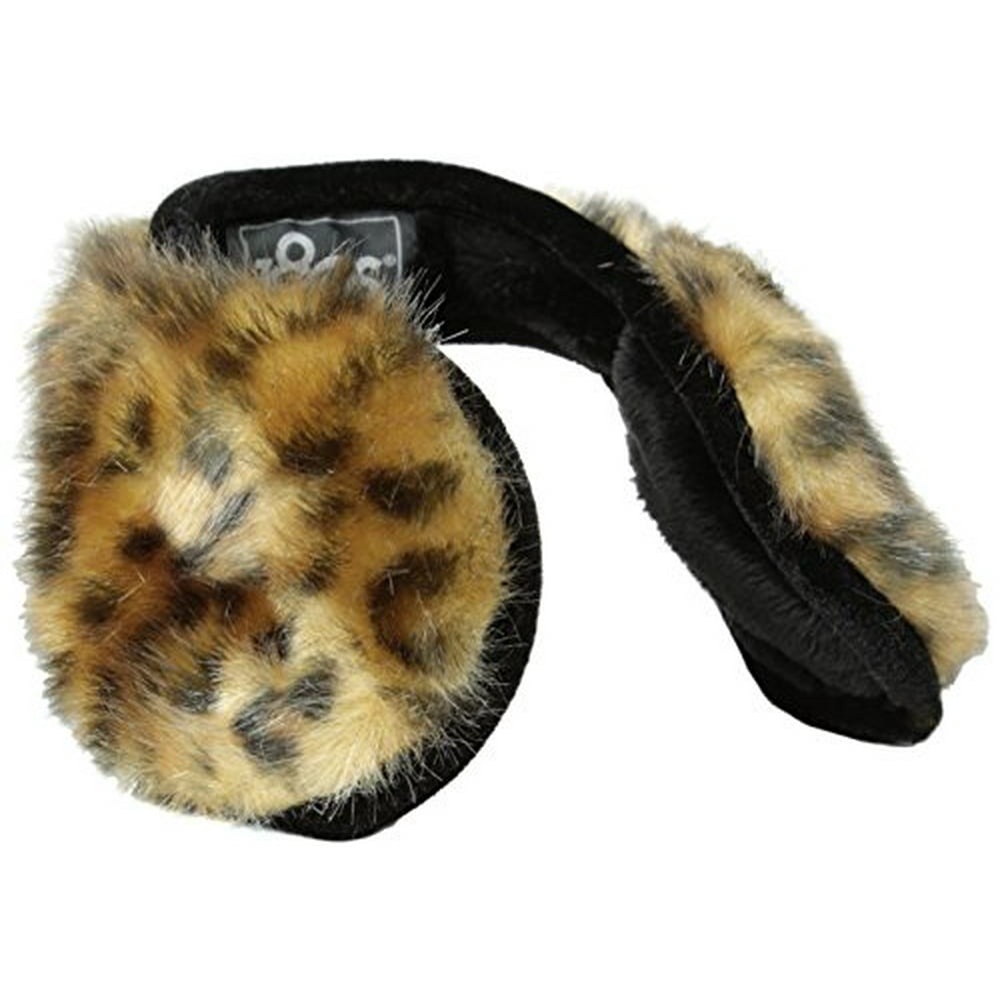 180s Women's Vail Faux Fur Behind the Head Ear Warmers, Gold Leopard
