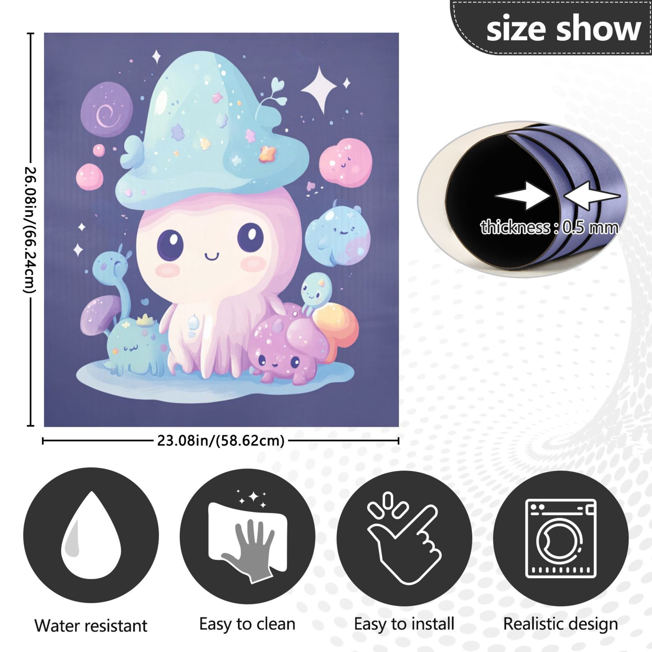 Dishwasher Magnetic Sticker 23x26 Inch Refrigerator Magnetic Sticker Washing Machine Magnetic Sticker Kitchen Panel Magnetic Sticker Home Decor Cartoon Beautiful Jellyfish
