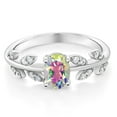 thumbnail image 3 of Gem Stone King 925 Sterling Silver Mercury Mist Mystic Topaz Women's Olive Vine Branch Engagement Ring (1.01 Cttw Oval Available 5,6,7,8,9), 3 of 7