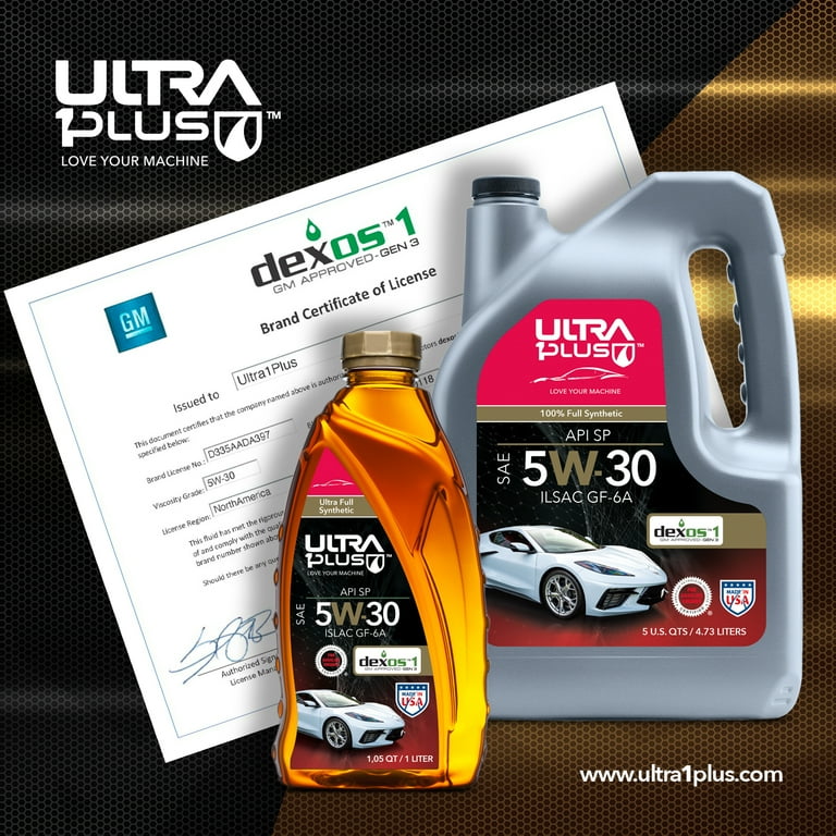 Ultra1Plus SAE 5W 30 Full Synthetic Motor Oil API SP ILSAC GF 6A dexos1 Gen3 Approved