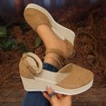 thumbnail image 5 of Closed Toe Espadrilles for Women Platform Wedge Sandals Comfortable Suede Ankle Strap Dressy Wedges Heels Brown Size 7, 5 of 7