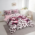 thumbnail image 3 of Feelyou Bling Bow-tie Comforter Set 7pcs, Pink Fashion Leopard Print Full Bedding Set, 3 of 8
