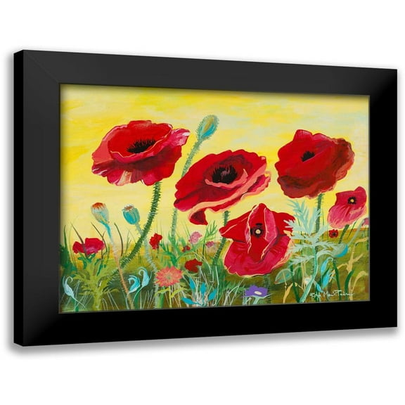 Maria, Robin 14x12 Black Modern Framed Museum Art Print Titled - Victory Red Poppies II