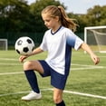 thumbnail image 5 of IFNWSV Girls Athletic Sets 2 Piece Short Sleeve Round Neck Thin and Breathable Top and Shorts with Pocket Set White 6-7 Years, 5 of 7