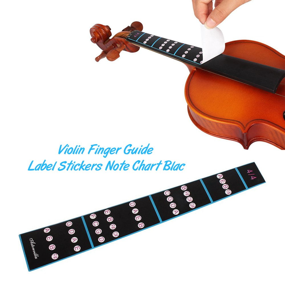 Nuevo 1Pcs 4/4 Scale Violin Fiddle Fingerboard Finger Guide Guide Label Stickers Note Chart Black 