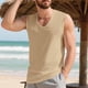 thumbnail image 5 of Camiseta sin mangas con cuello en V para hombre, color liso, informal, con cuello en V, para vacaciones, entrenamiento, camiseta sin mangas, blusa de poliéster para hombre, 5 of 9