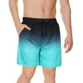 thumbnail image 2 of Zando Mens Swim Trunks with Compression Liner Quick Dry Beach Shorts for Mens Bathing Suit Black Blue Gradient M, 2 of 5