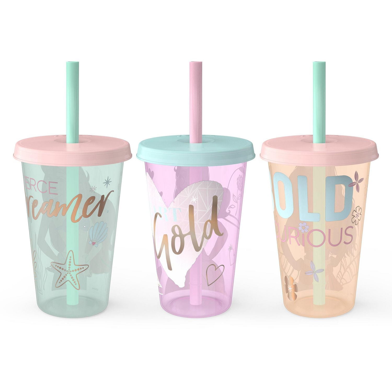 Zak Designs Princess 16.5oz Colour Change Tumbler 3pk