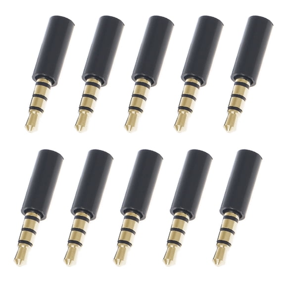 WINDLAND 10x Gold Plated 4 Pole 3.5mm Male Stereo Earphone Headphone Jack Plug Soldering