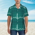 thumbnail image 2 of Sikiie ECG Wave Print Men's Hawaiian Shirt, Summer Beach Button Pocket Short Sleeve T-Shirt,X-Large, 2 of 7
