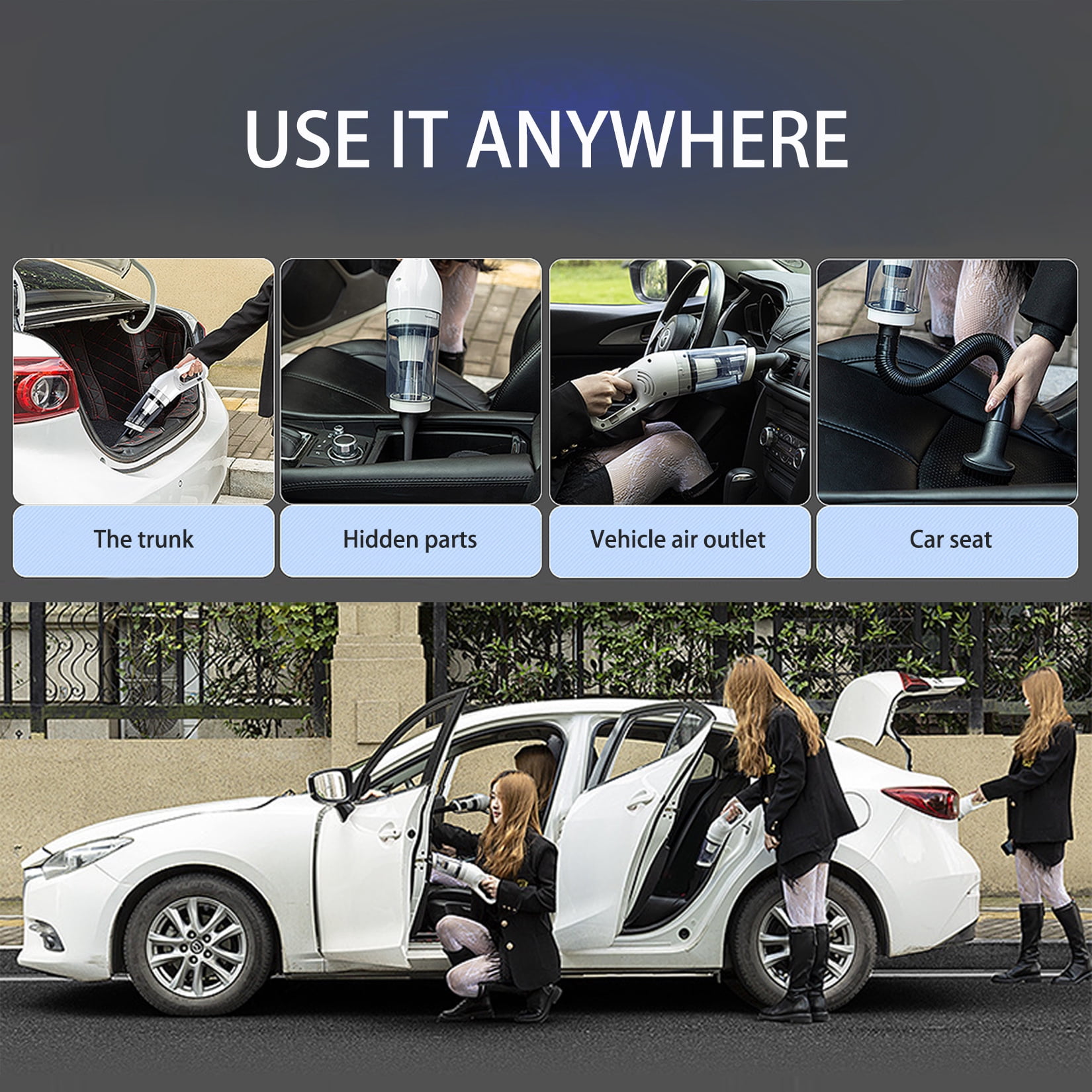 Car Vacuum Cleaner Wireless Handheld Vacuum Cleaner 12000Pa/120W Suction, Car Vacuum Cleaner High Power, Hand Vacuum Wet and Dry Cleaning Portable Vacuum Cleaner for Car Kit with Metal HEPA Filter