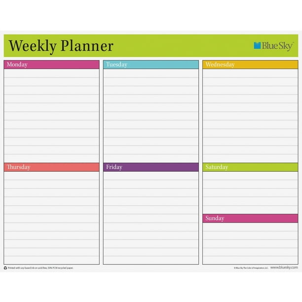 Blue Sky, BLS100344, Colorful Stripe Teacher Weekly Planning Pad, 1 ...
