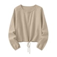 thumbnail image 6 of GUACER Long Sleeve Drawstring Tops for Women Casual Crew Neck Relaxed Fit Pullover Blouse with Cuffed Sleeves, 6 of 6