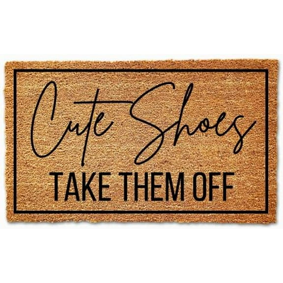 Cute Shoes Take Them Off Funny Welcome Doormat Personalized Door Mat Bath Rug Non-Slip Dust Inside/Outside Floor Carpet for Kitchen Front Hall Lawn 18x30 Inch