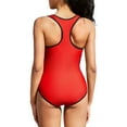 thumbnail image 4 of Charmo Womens Zipper One Piece Swimsuit with Pocket Athletic Training Racerback Bathing Suit, 4 of 6