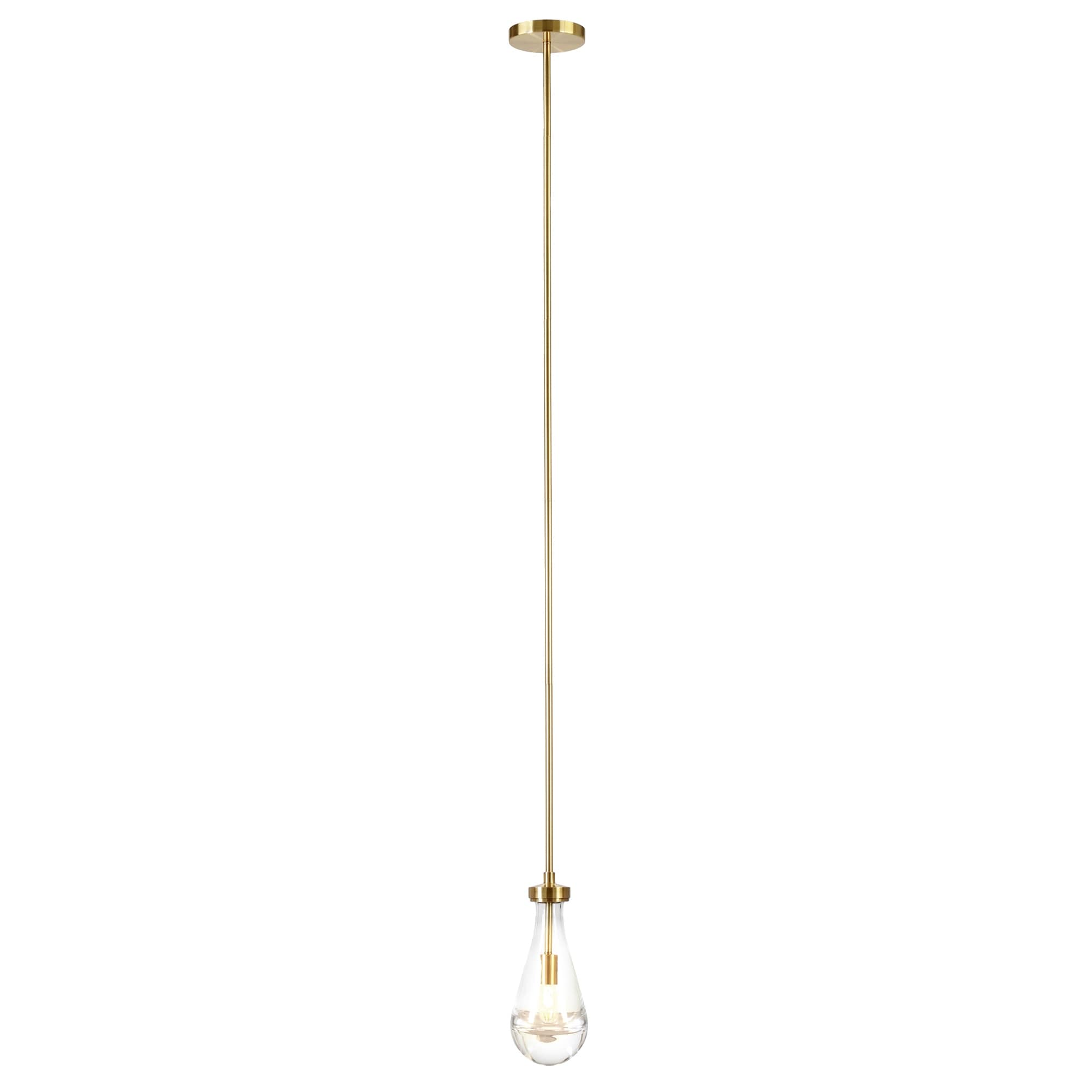 Evelyn&Zoe 5" Brushed Brass Metal/Glass Pendant