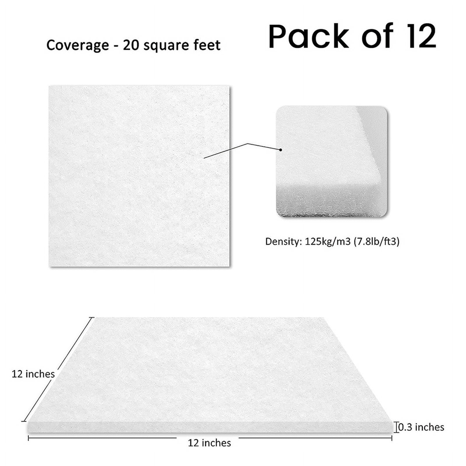 12 Pack Acoustic Panels ,12 x 12 x 0.3Inch Wall and Ceiling Sound Absorbing Panels,for Home,Recording Studio White