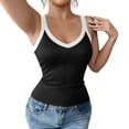 thumbnail image 2 of HuangHuanChen Womens Racerback Tank Tops V Neck Slim Fit Basic Tee Camisole Top for Women Workout Tops Sleeveless Tops Going Out Top Black S, 2 of 5