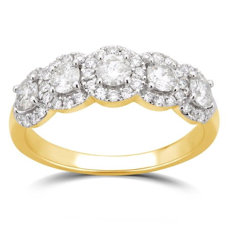 Arista 1.50 ct Round 5 Swarovski Stone Engagement Ring in Yellow plated Sterling Silver