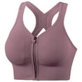 thumbnail image 2 of Women's Front-Zipper Racerback Sports Bra, Solid Color Wirefree Light Support in Breathable for Casual and Active Wear, Size S-XL, 2 of 5
