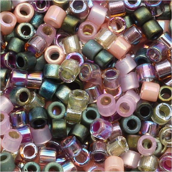Miyuki Delica Seed Bead Mix 11/0 Lavender Garden Pink Green 7.2 Grams