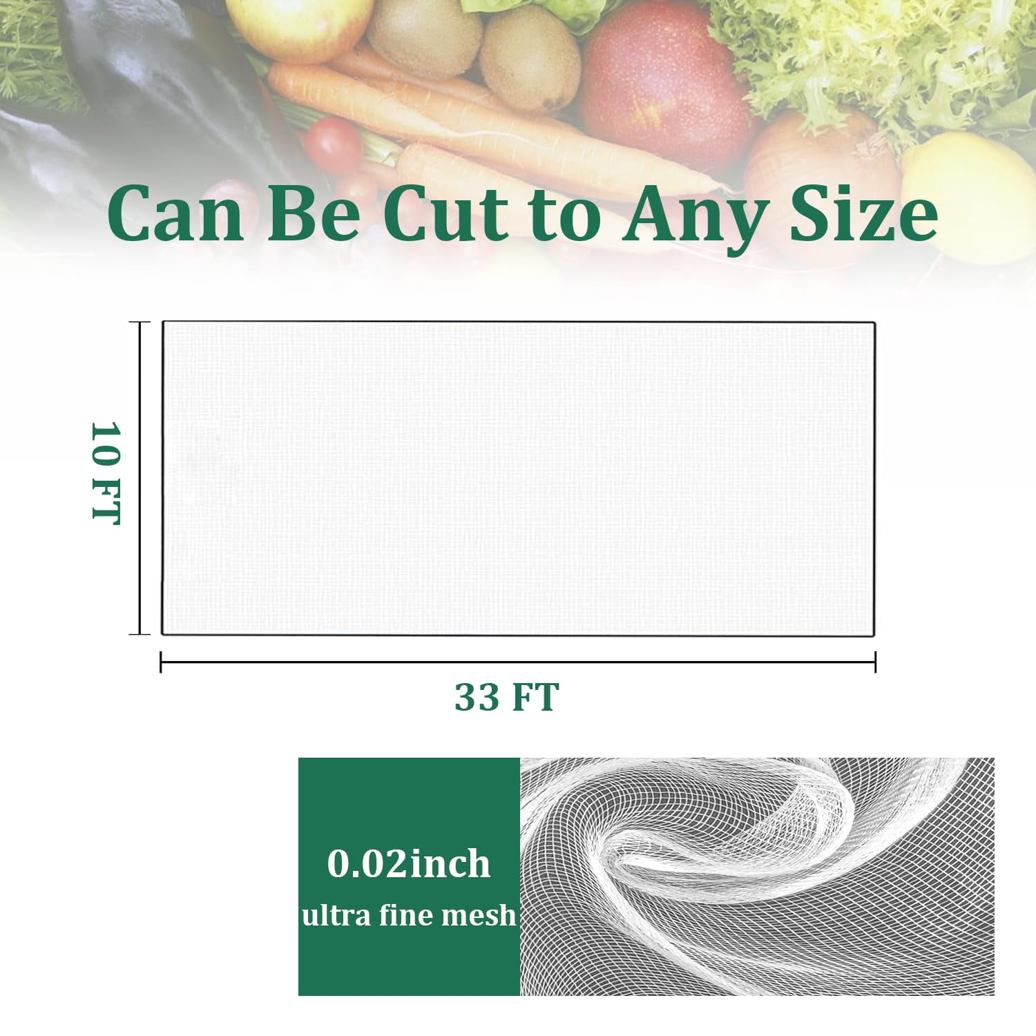 10 x 33 ft Garden Netting Plant Cover Netting Protective Circles for Vegetables Fruits Flowers Trees Crops to Grow Better, Durable Row Netting Covers for Use with Pipes