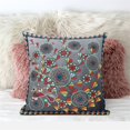 thumbnail image 6 of Glory of Flowers Peacock Indoor/Outdoor Pillow with Removable Cover in Gray Red Blue Yellow18x18, 6 of 7