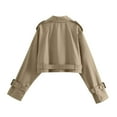 thumbnail image 2 of Women's Cropped Trench Coat Double Breasted Short Jacket with Belt Stylish and Lightweight Outerwear, 2 of 7