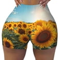 thumbnail image 2 of Gaeub Sunlit Sunflower Field Print Workout Shorts for Women,Seamless Scrunch Short,Gym Yoga Running Sport Active Exercise Fitness Shorts-Medium, 2 of 8