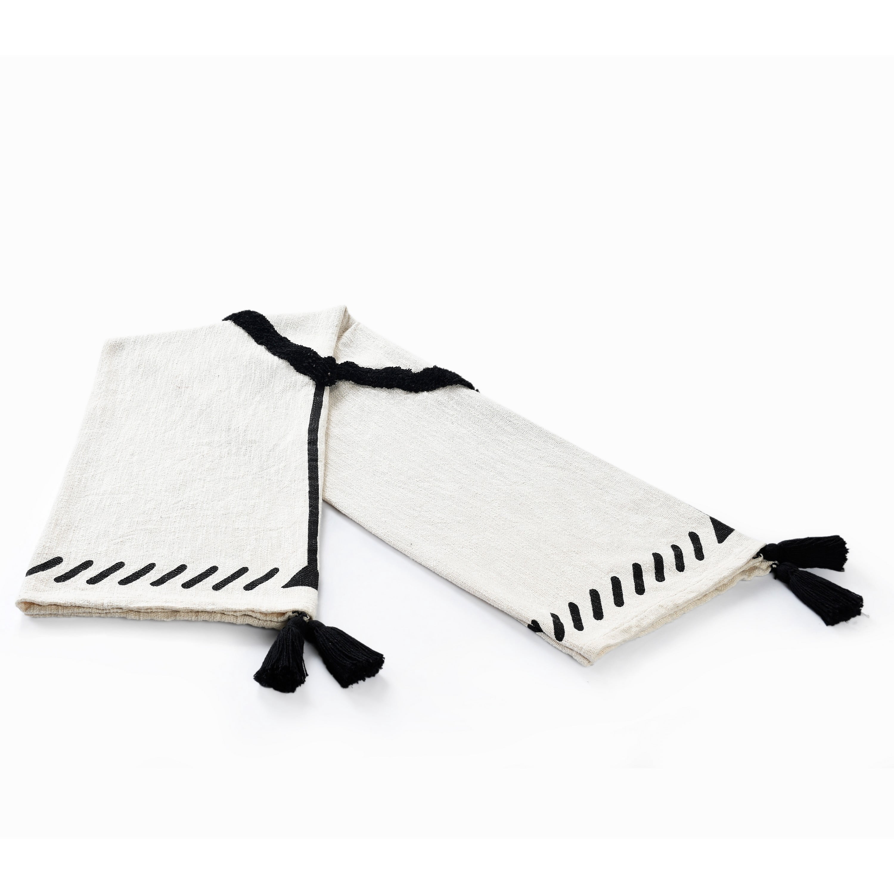 LR Home Cream and Black Bordered Diamond Cotton Throw Blanket, 50" x 60"