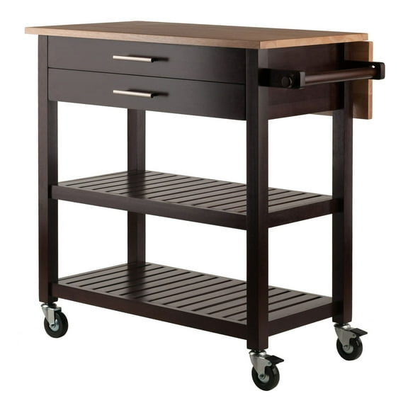 Langdon Kitchen Cart; Drop Leaf; Cappuccino and Natural