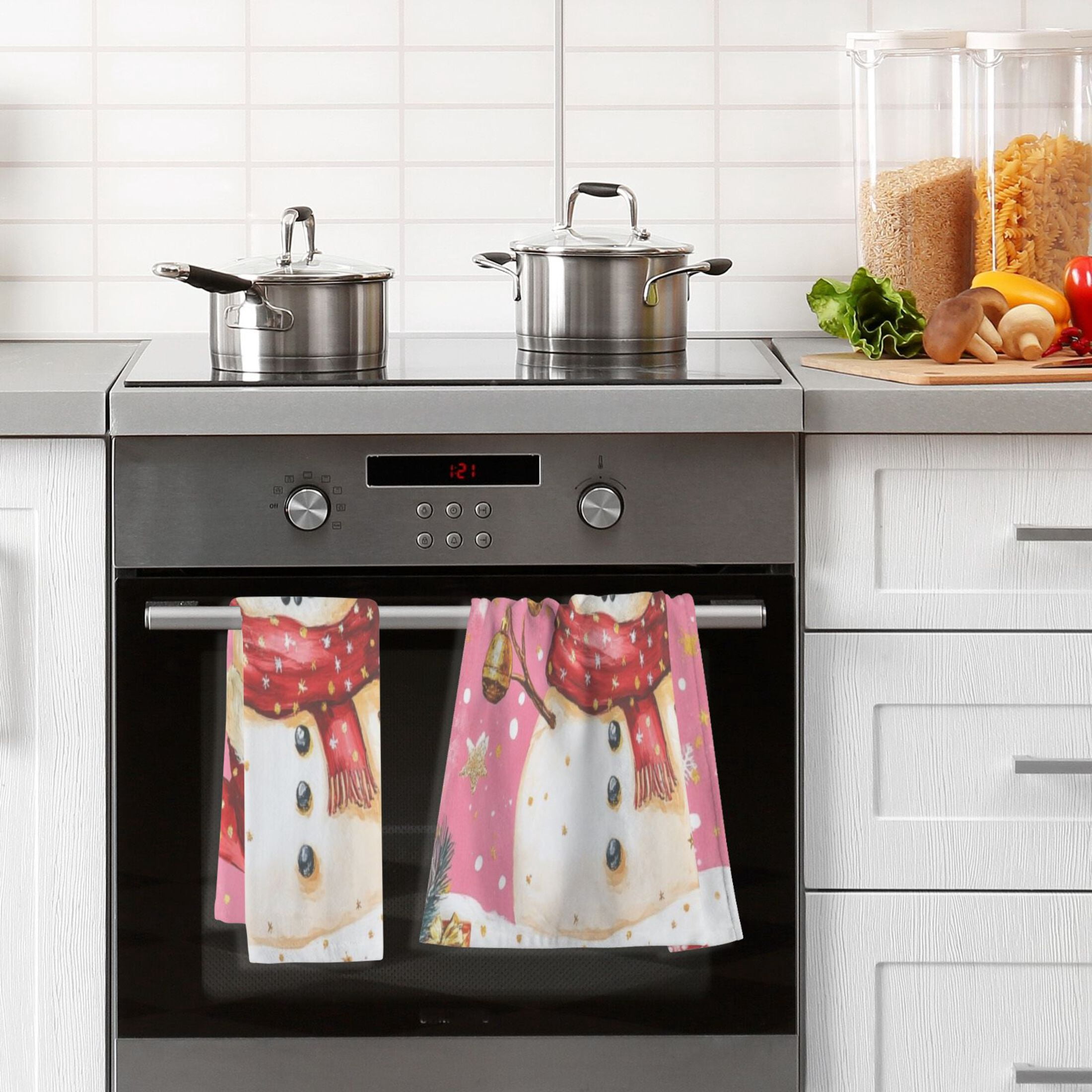 Cotton Towel Two-Piece 16x28 Inch One Sizex2 Face Towel Set Towel Set Cotton Hand Bath Towel Bathroom Beach Pink Christmas Lovely Snowman