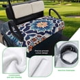 thumbnail image 5 of Golf Cart Seat Covers for 2 Seater,Orange Blue Microfiber Cart Seat Towel Blanket,Morocco Boho Abstract Floral Ethnic Tribal Absorbent Breathable NonSlip Bench Seats Protector for Golf Course 51"x31", 5 of 9