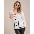 thumbnail image 6 of Women Chunky Knit Cardigan Sweater Long Sleeve V Neck Button Up Cardigan with Pocket for Fall and Winter White M, 6 of 8