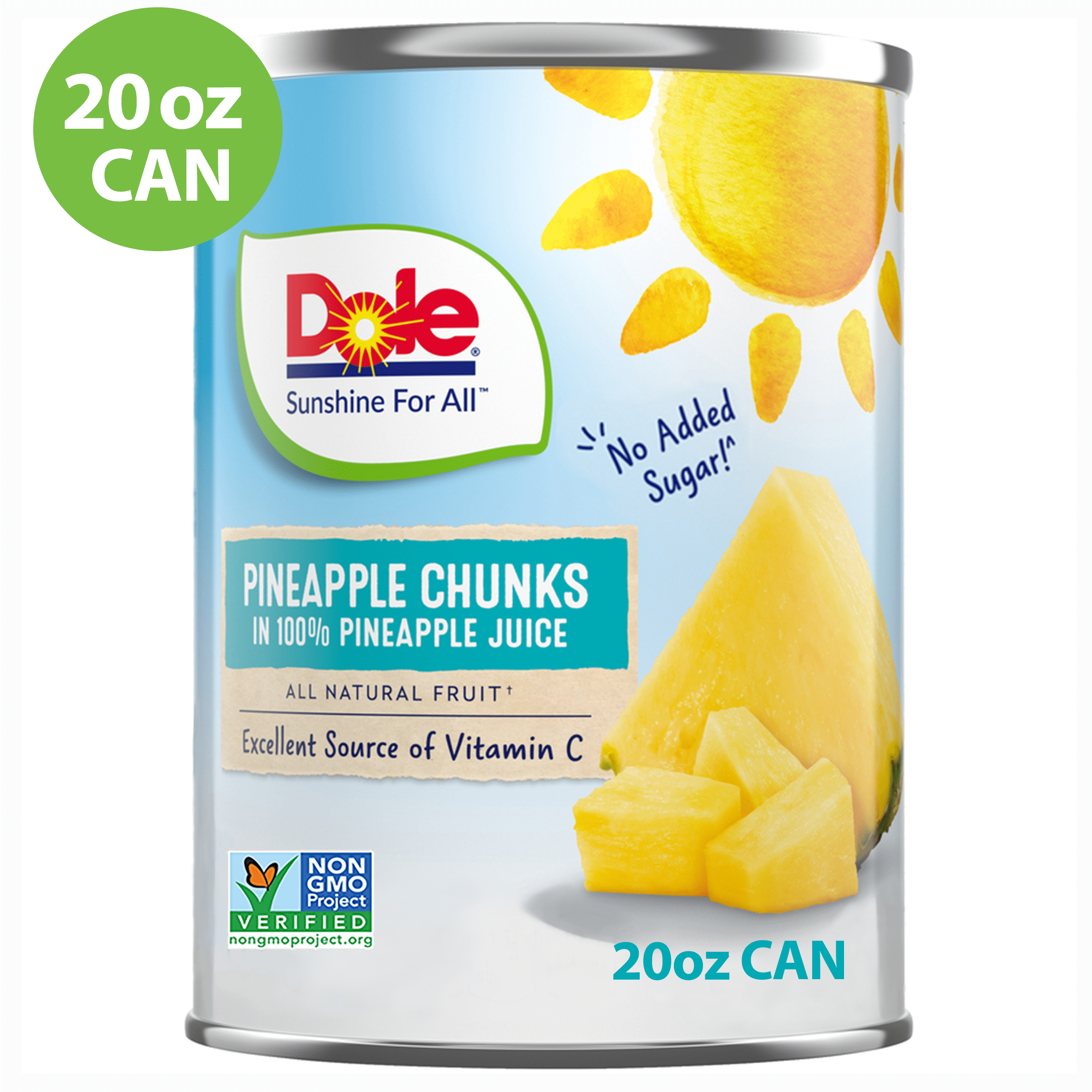 Dole Pineapple Chunks in 100% Pineapple Juice, 20 oz Can