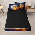 thumbnail image 4 of Erosebridal Dynamic Baseball Pattern Zipper Queen Comforter Set with Fitted Sheet and 2 Pillowcases,Dramatic Lightning Flame Print Zipper Bedding Set,Orange Navy White,Black Reversible, 4 of 6