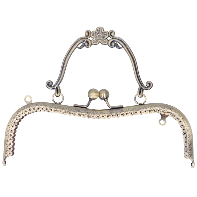 Marco de monedero de metal con cierre de cierre de beso, manija en relieve retro, accesorios de hardware, 20,5 cm, bronce B01-029—00548