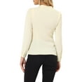 thumbnail image 3 of CAMISA DE BOTONES DE MANGA LARGA EN V ELEGANTE PARA MUJERES CHIC XS BEIGE, 3 of 6