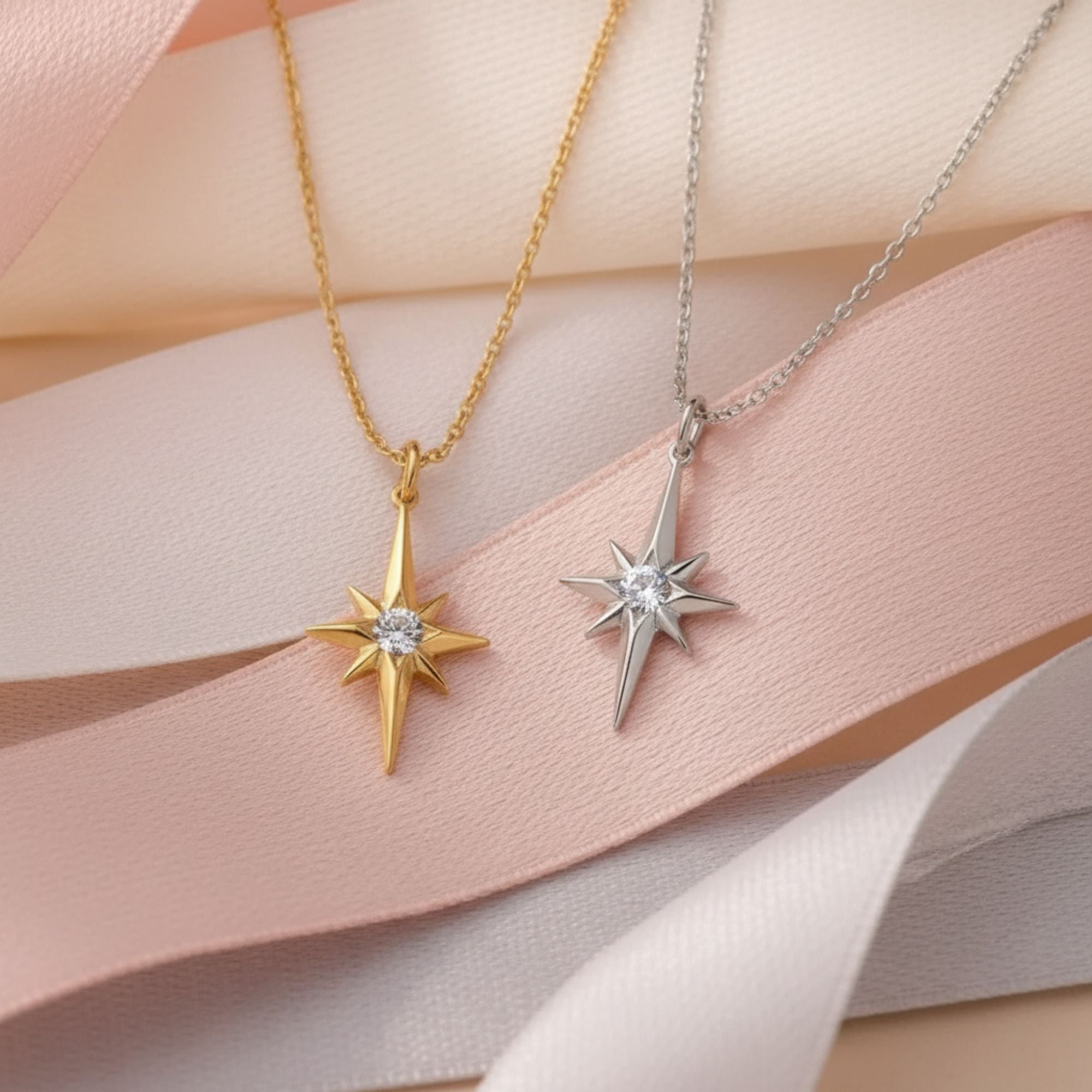 HOPE LOVE SHINE North Star Necklace – 14k Gold Over Sterling Silver Jewelry Gift for Guidance & Inner Light