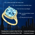 thumbnail image 2 of Gem Stone King 10K Yellow Gold Swiss Blue Topaz and White Created Sapphire Ring for Women (8.54 Cttw, Cushion 12MM, Gemstone Birthstone, Size 5 to 9), 2 of 5