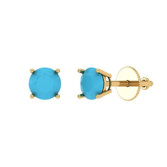 Clara Pucci 0.5Ct Turquoise Round Cut VVS1 Screw Back Stud 18k Solid hypoallergenic Gold Designer Earrings For December