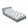 thumbnail image 3 of Ambesonne Floral Fitted Sheet & Pillow Sham Set, Watercolor Violet Blooms, Queen, Turquoise Navy Blue, 3 of 3