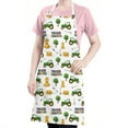 thumbnail image 5 of Cartoon Tractors Hay Bales White Pattern Apron-Garden Aprons for Women with Pockets-Cotton Linen Waterproof Kitchen Cooking Gardening Aprons Adjustable for Kitchen,Cooking,BBQ and Salon 33x27 Inch, 5 of 7